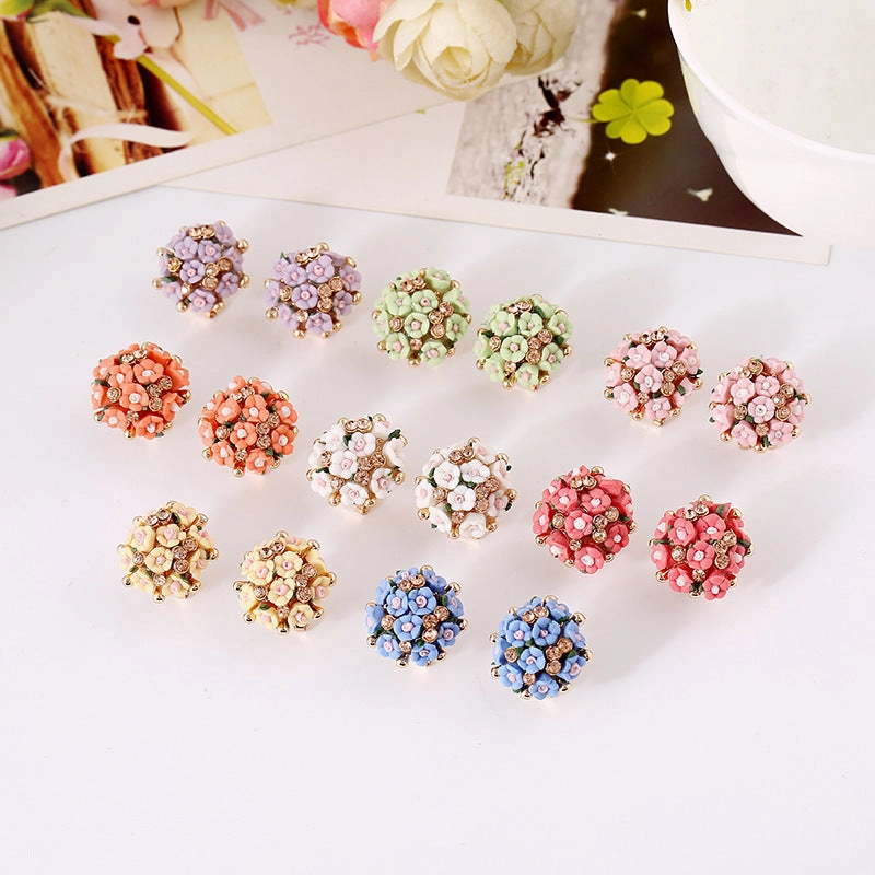 Wholesale Rose Flower Rhinestone Ear Studs
