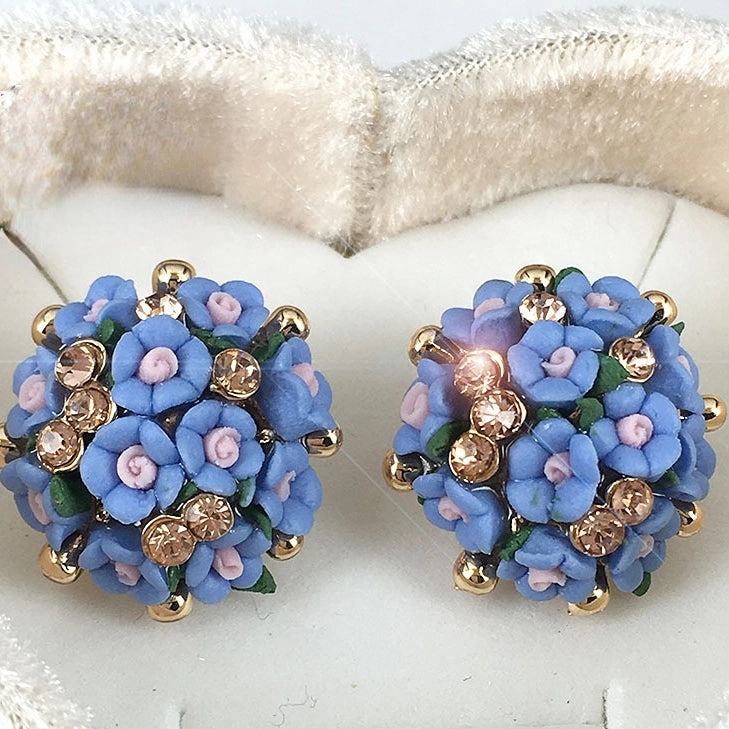 Wholesale Rose Flower Rhinestone Ear Studs