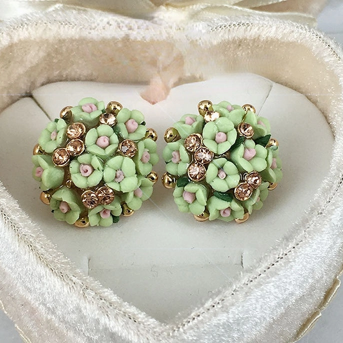Wholesale Rose Flower Rhinestone Ear Studs
