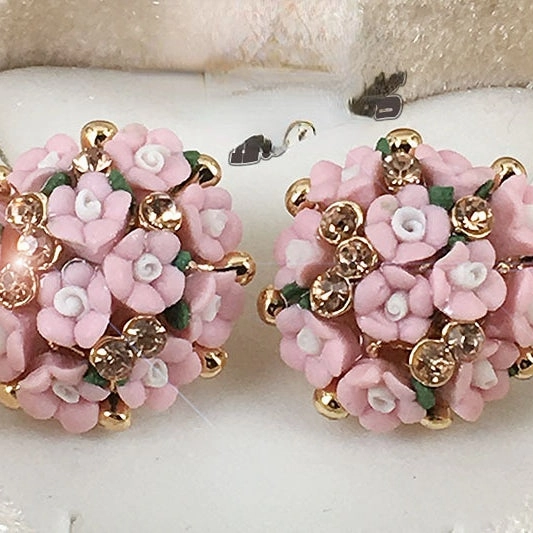 Wholesale Rose Flower Rhinestone Ear Studs
