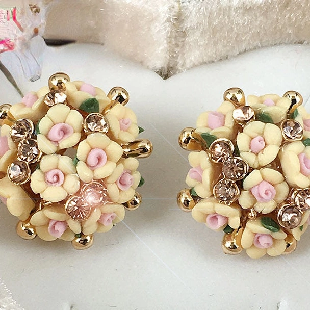 Wholesale Rose Flower Rhinestone Ear Studs