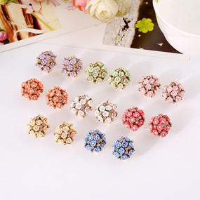 Wholesale Rose Flower Rhinestone Ear Studs