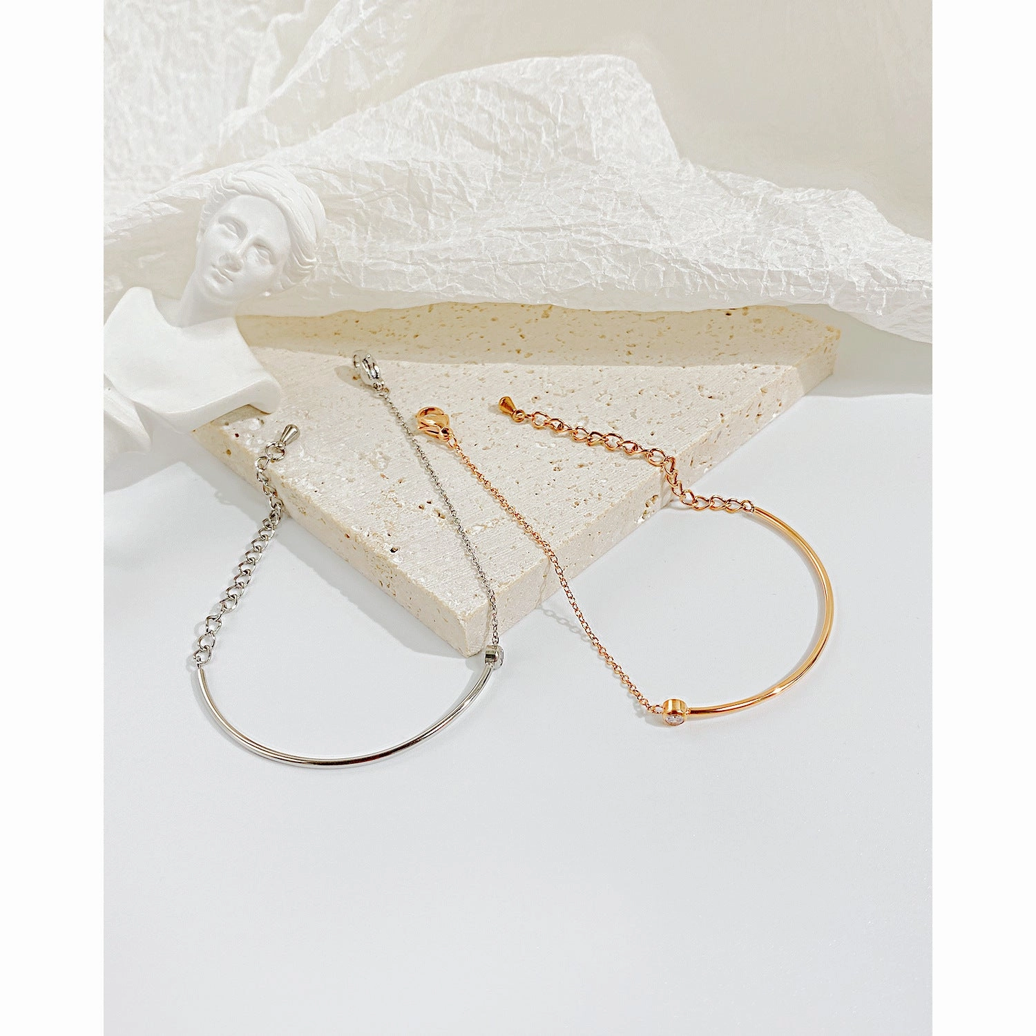 Wholesale Rose Gold Stainless Steel Bracelet with Zircon
