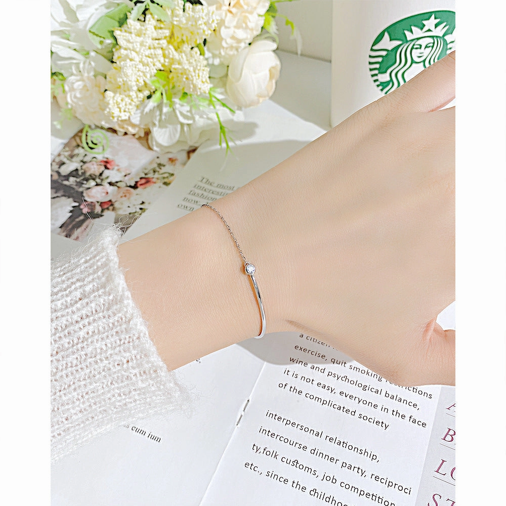 Wholesale Rose Gold Stainless Steel Bracelet with Zircon
