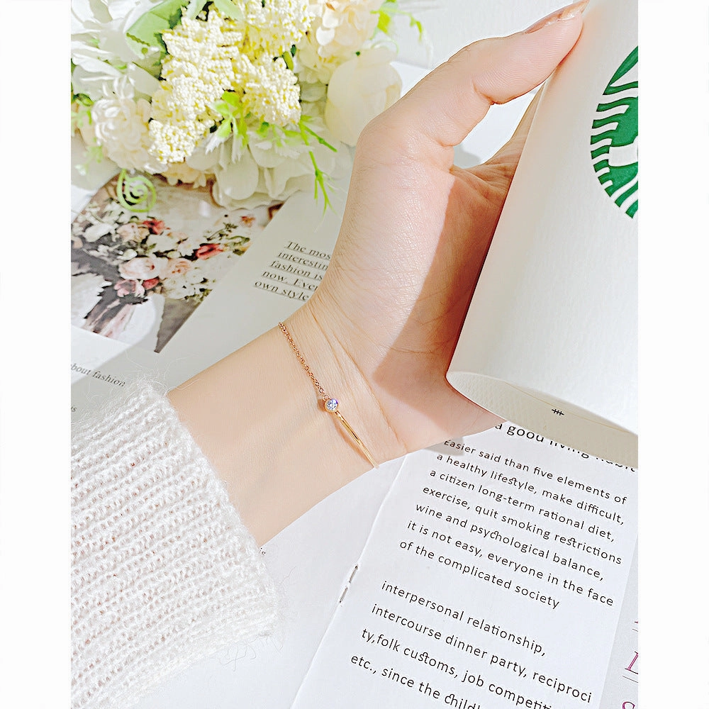 Wholesale Rose Gold Stainless Steel Bracelet with Zircon