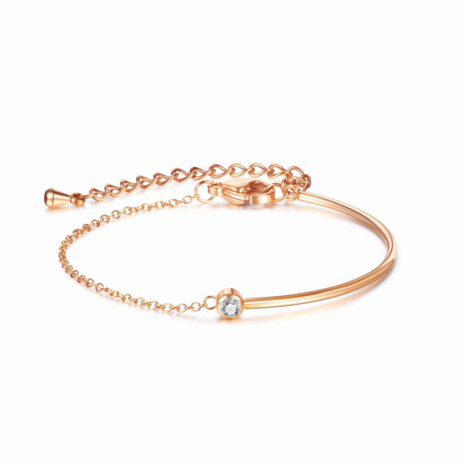 Wholesale Rose Gold Stainless Steel Bracelet with Zircon