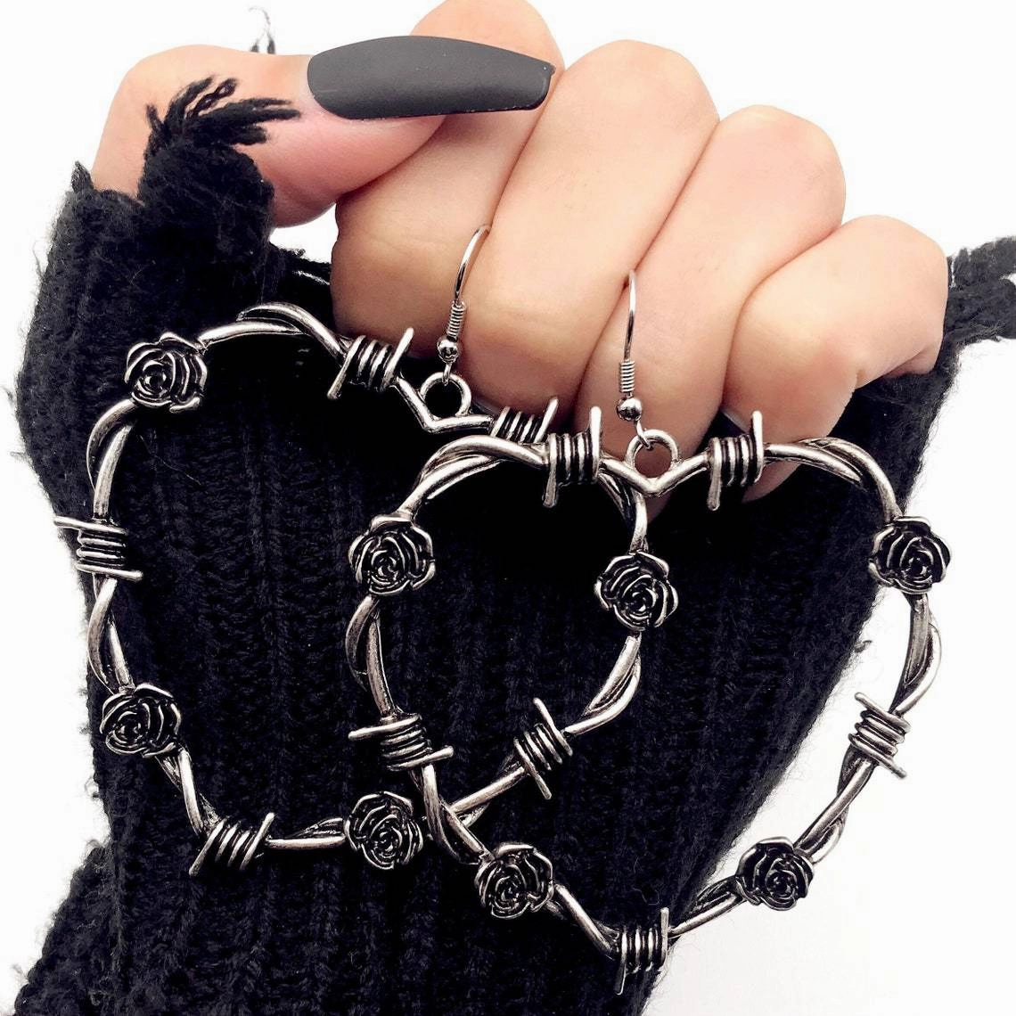 Wholesale Rose of Thorns Heart Alloy Earrings