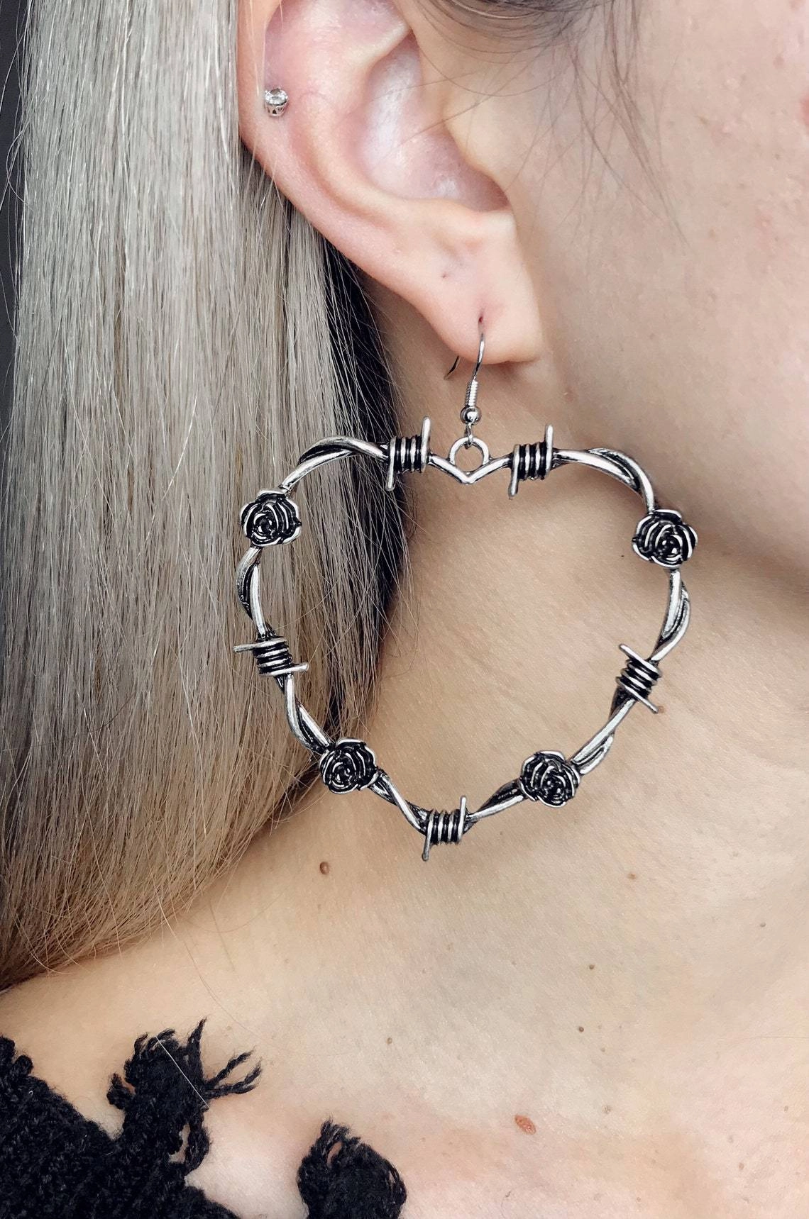 Wholesale Rose of Thorns Heart Alloy Earrings