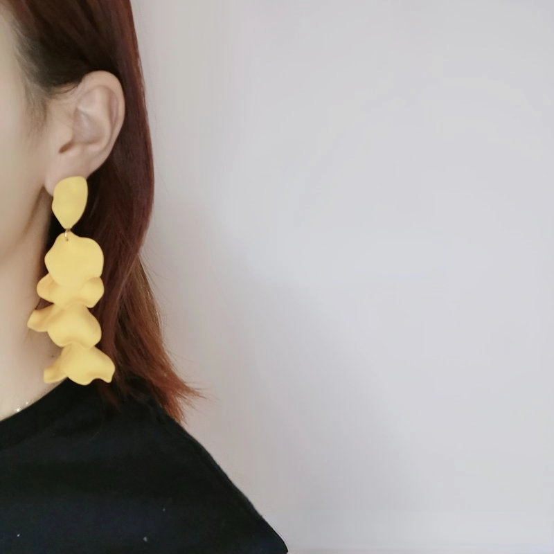 Wholesale rose petal long tassel candy color earrings