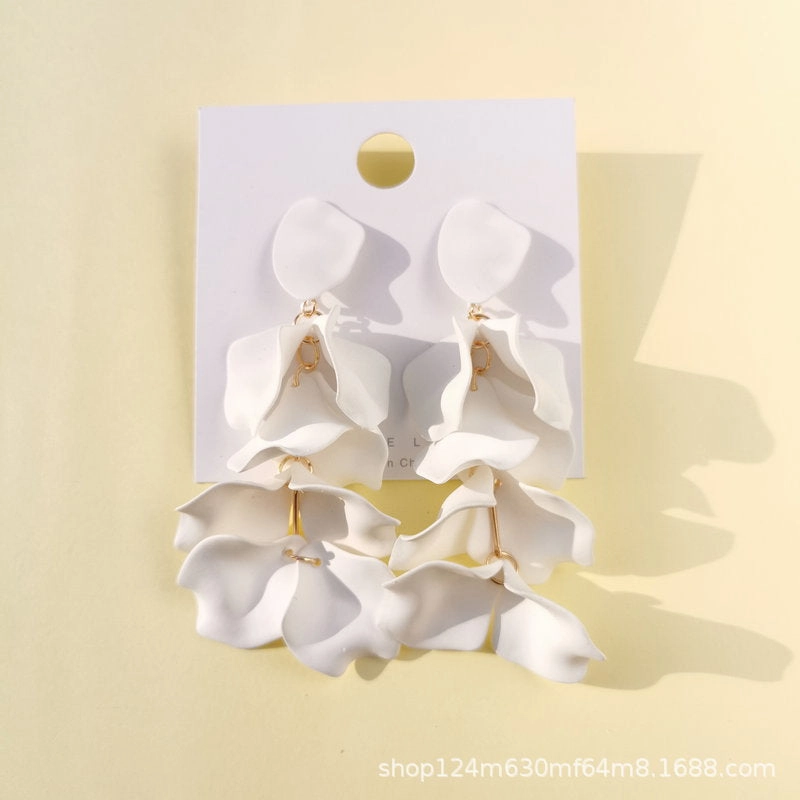 Wholesale rose petal long tassel candy color earrings