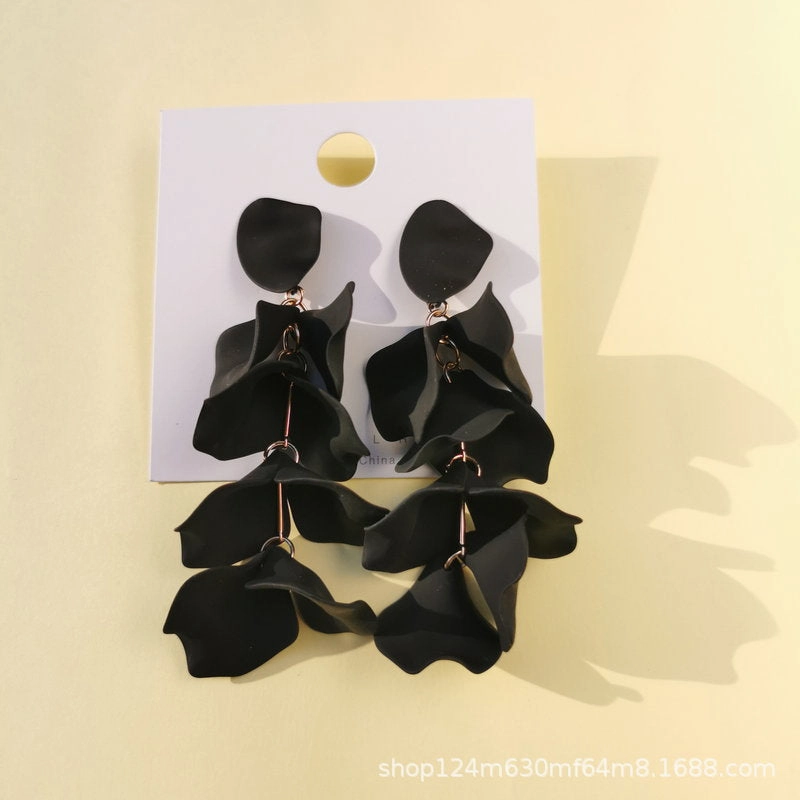 Wholesale rose petal long tassel candy color earrings