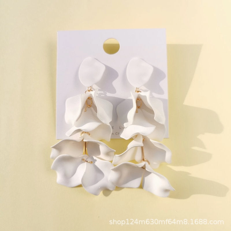 Wholesale rose petal long tassel candy color earrings