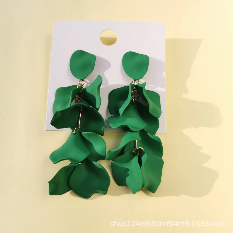 Wholesale rose petal long tassel candy color earrings