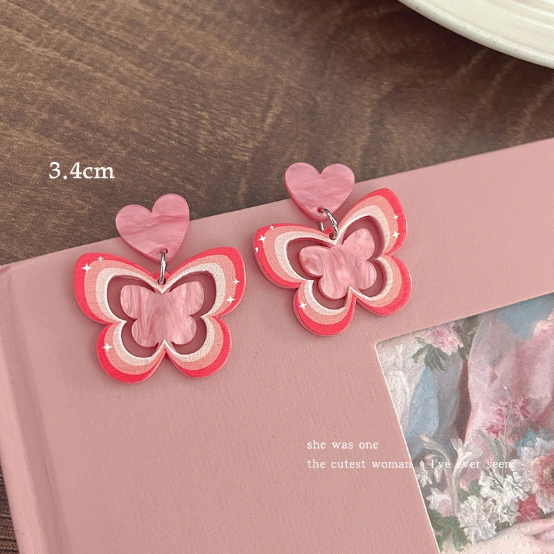 Wholesale Rose Red Flower Love Summer Geometry Sweet Alloy Earrings
