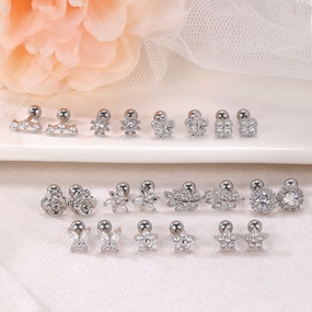 Wholesale Rose Stud Set Earrings Stainless Steel