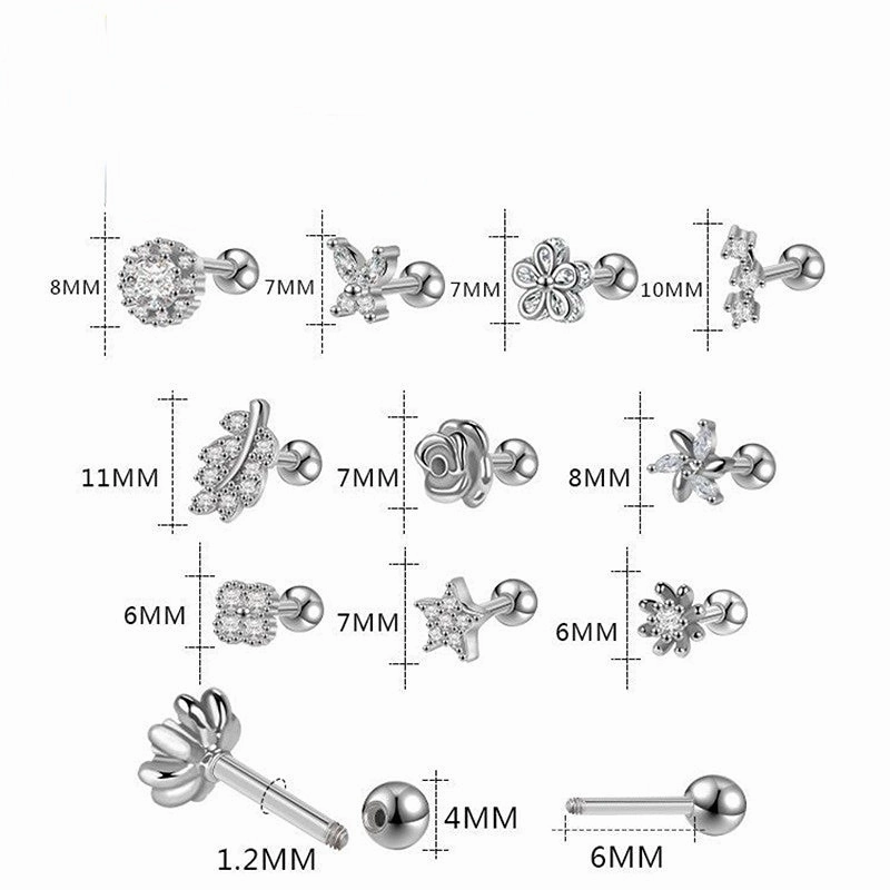 Wholesale Rose Stud Set Earrings Stainless Steel