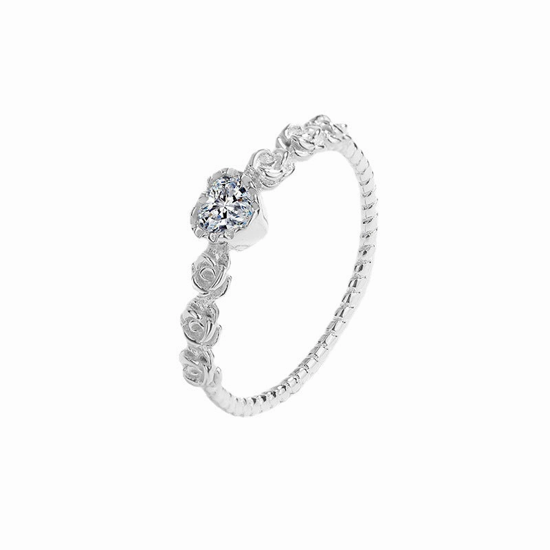 Wholesale Rose Surrounded Heart Sterling Silver Ring