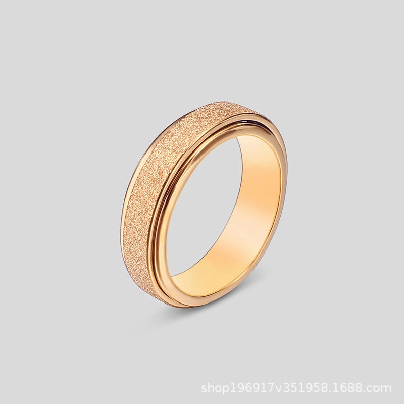 Wholesale Rotatable Titanium Steel Frosted Stainless Steel Rings Multi-color Couple Rings
