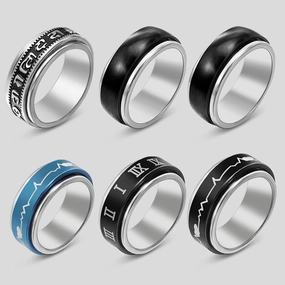 Wholesale Rotatable Titanium Steel Stainless Steel Roman Numeral Ring