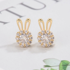 Wholesale Rotating Bunny Copper Earrings