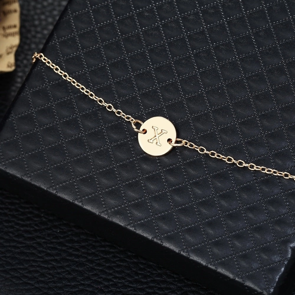 Wholesale Round 26 Alphabet Alloy Bracelet