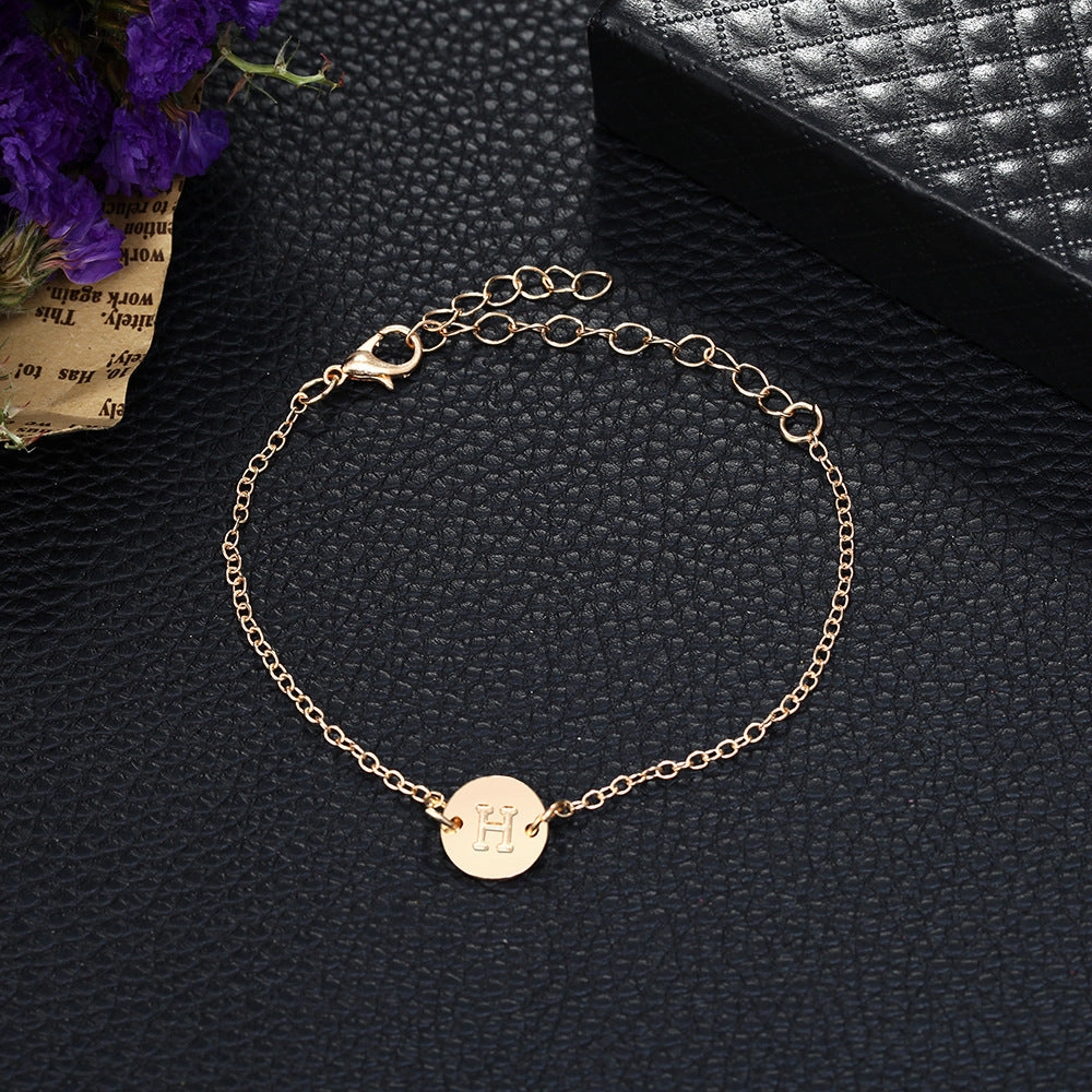 Wholesale Round 26 Alphabet Alloy Bracelet