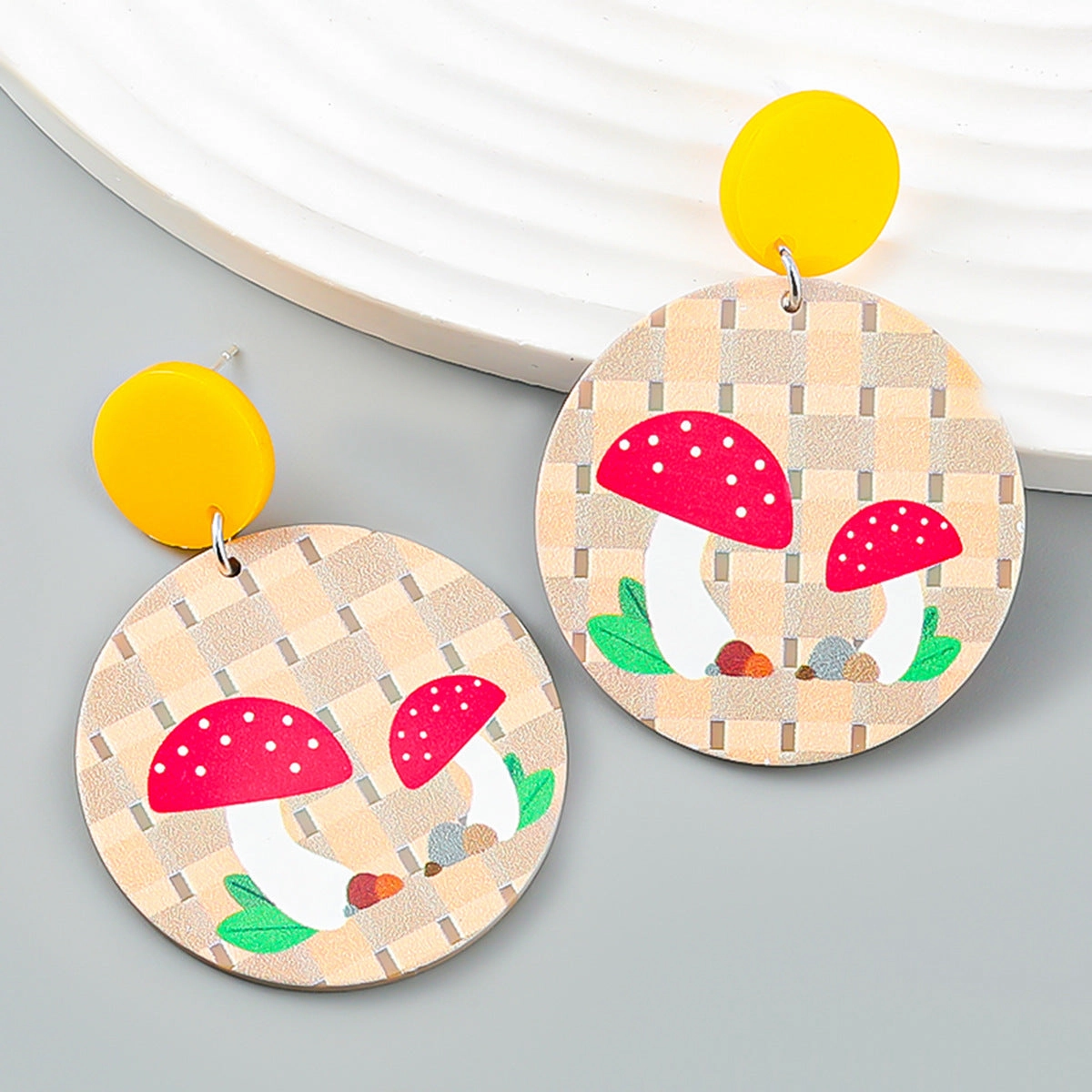 Wholesale Round Acetic Acid Plate Alloy Earrings