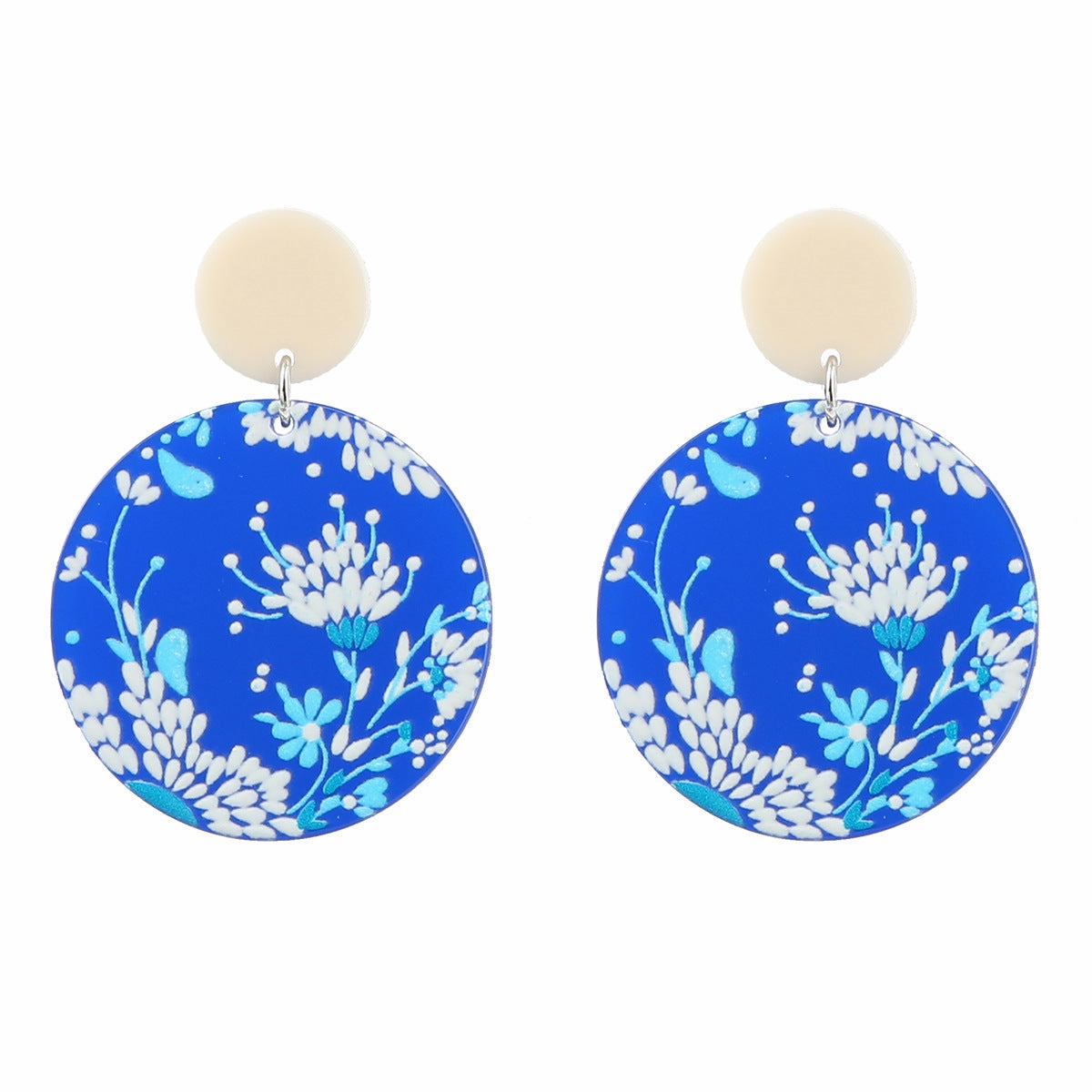 Wholesale Round Acetic Acid Plate Alloy Earrings