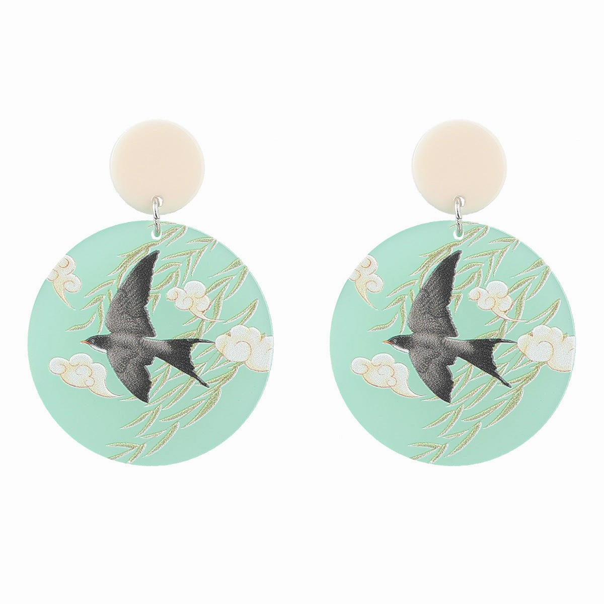 Wholesale Round Acetic Acid Plate Alloy Earrings