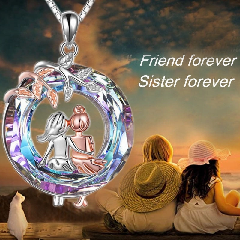 Wholesale Round Branch sisters Good Friend Necklace