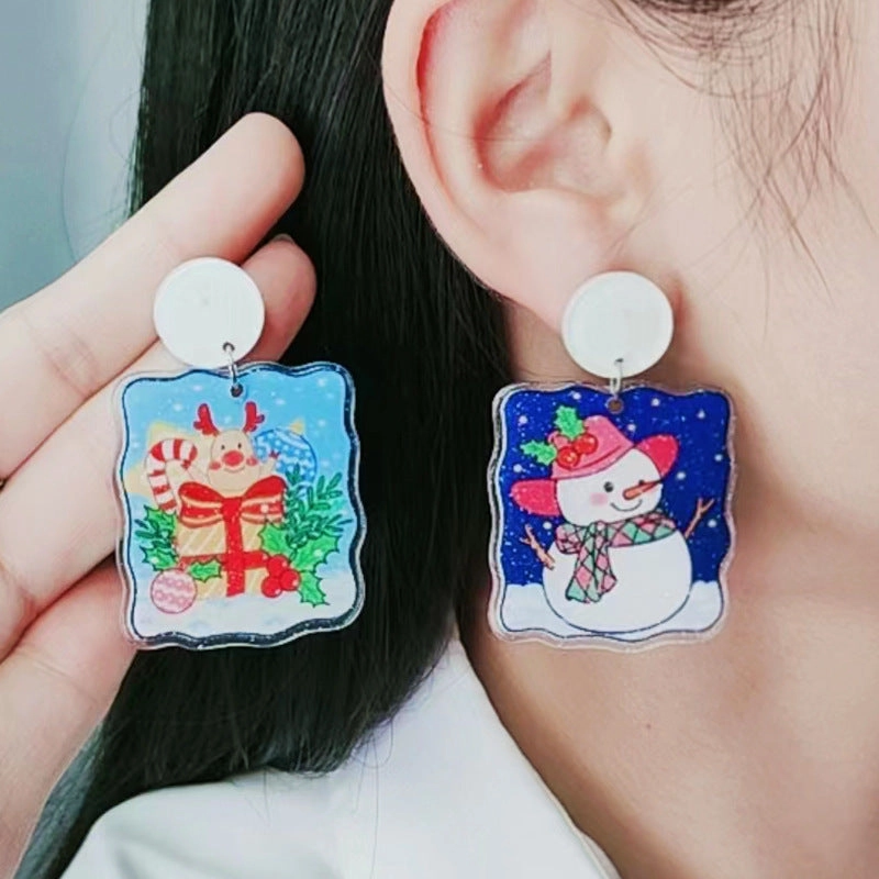 Wholesale Round Christmas Acrylic Earrings
