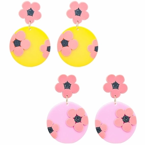 Wholesale Round Flower Polymer Clay Earrings