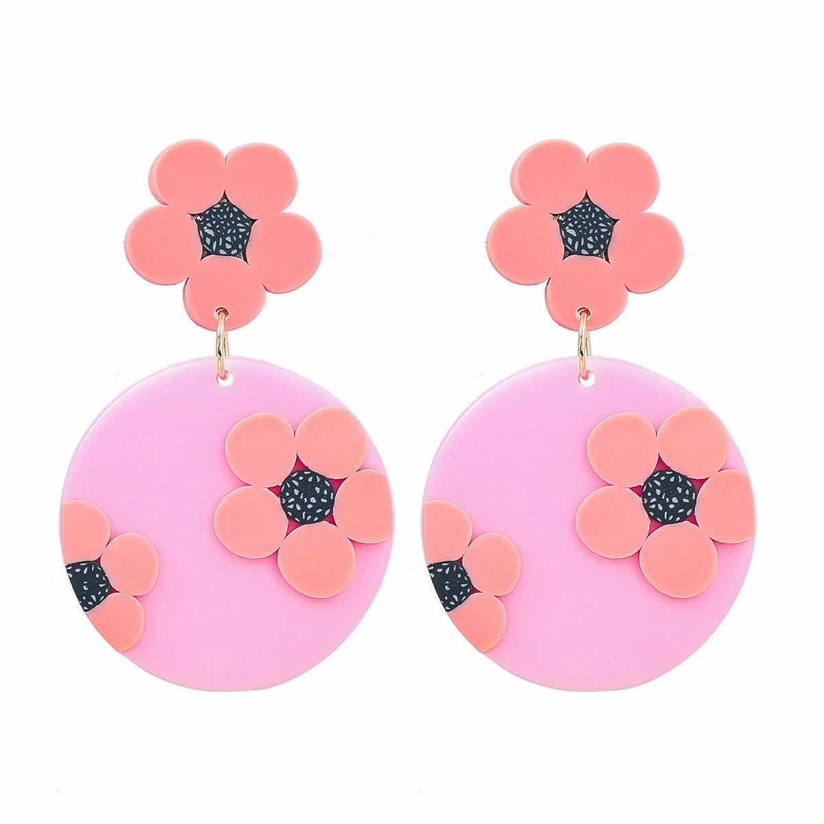 Wholesale Round Flower Polymer Clay Earrings