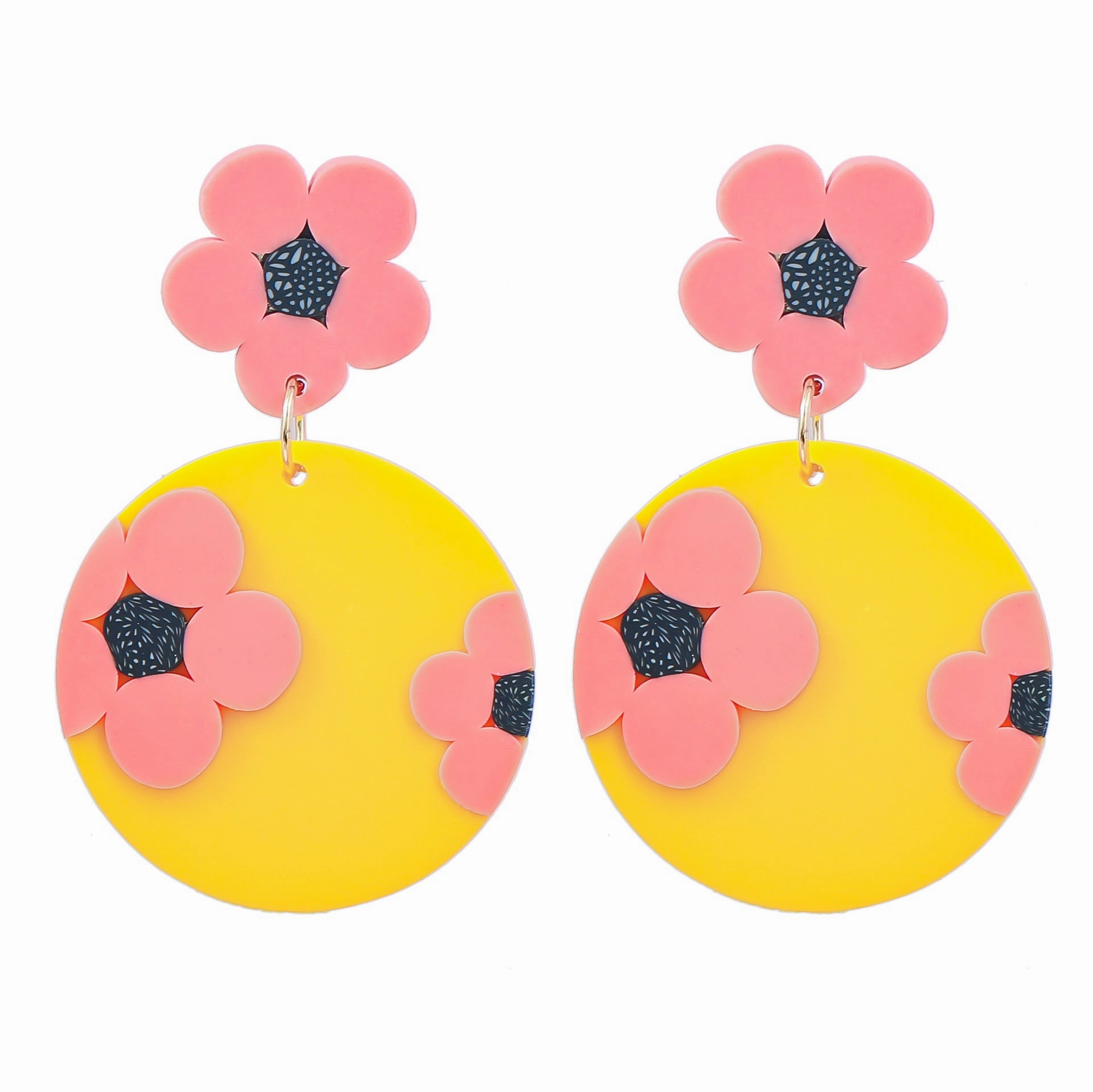 Wholesale Round Flower Polymer Clay Earrings