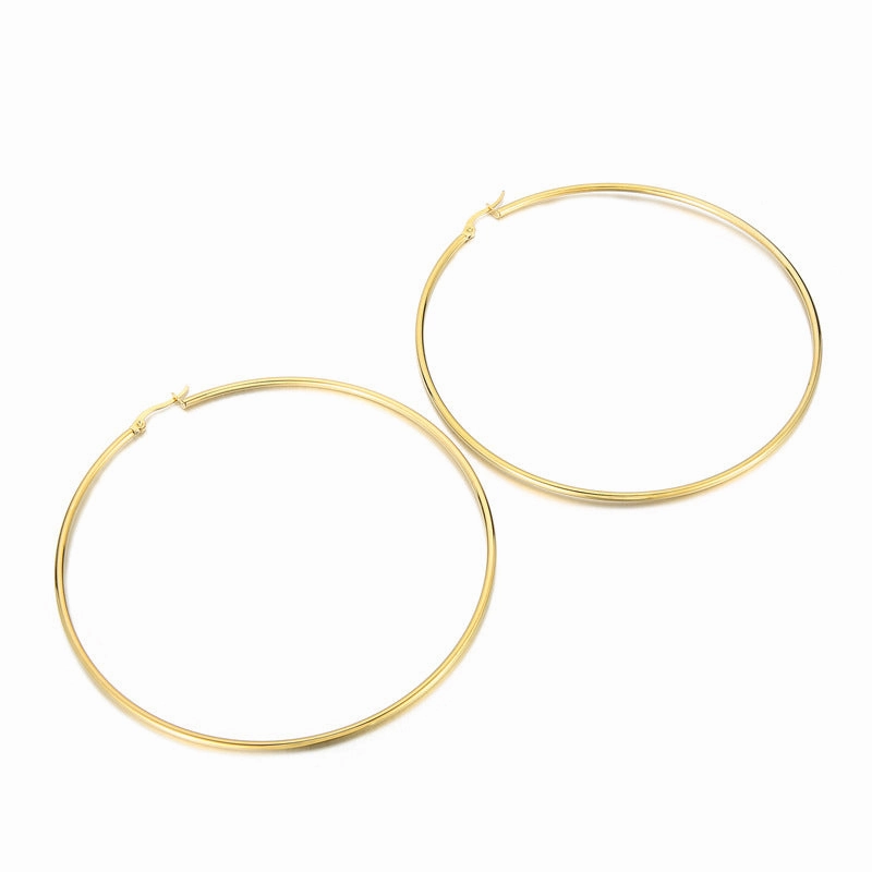 Wholesale Round Hollow Female Gold Plated Earrings