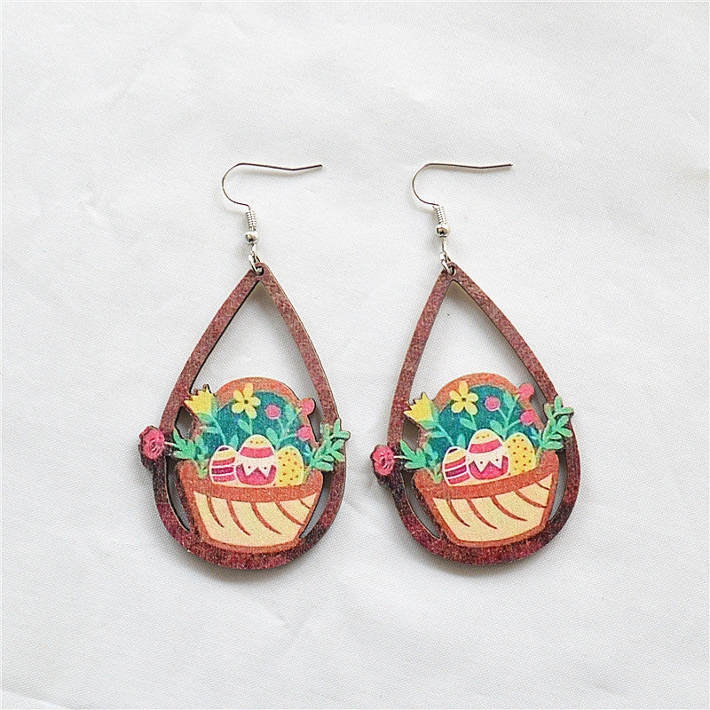 Wholesale Round Hollow Spray Painted Acrylic Earrings