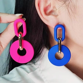 Wholesale Round Hollow Spray Painted Acrylic Earrings
