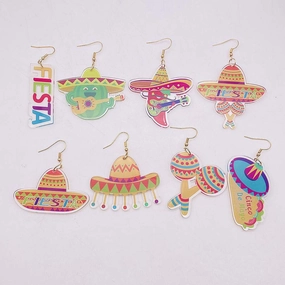 Wholesale Round Hollow Spray Painted Acrylic Earrings