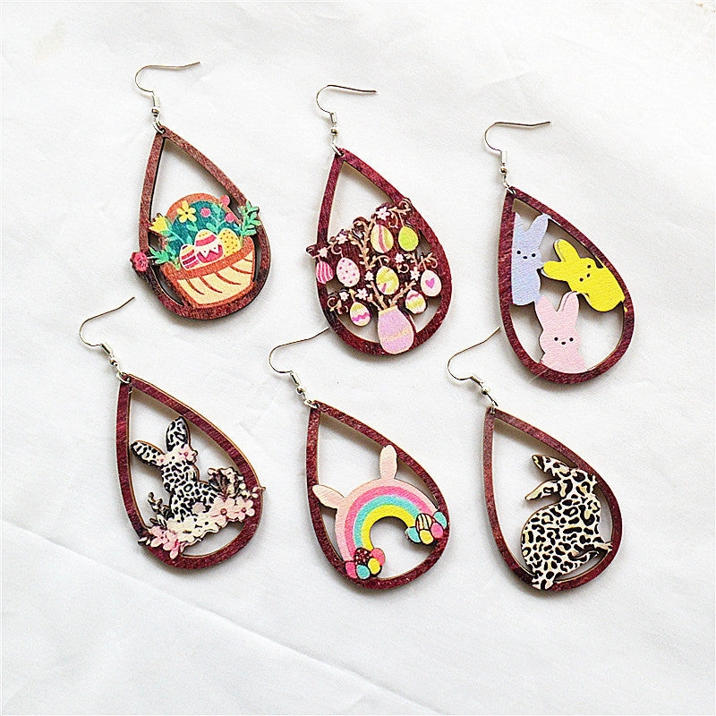Wholesale Round Hollow Spray Painted Acrylic Earrings