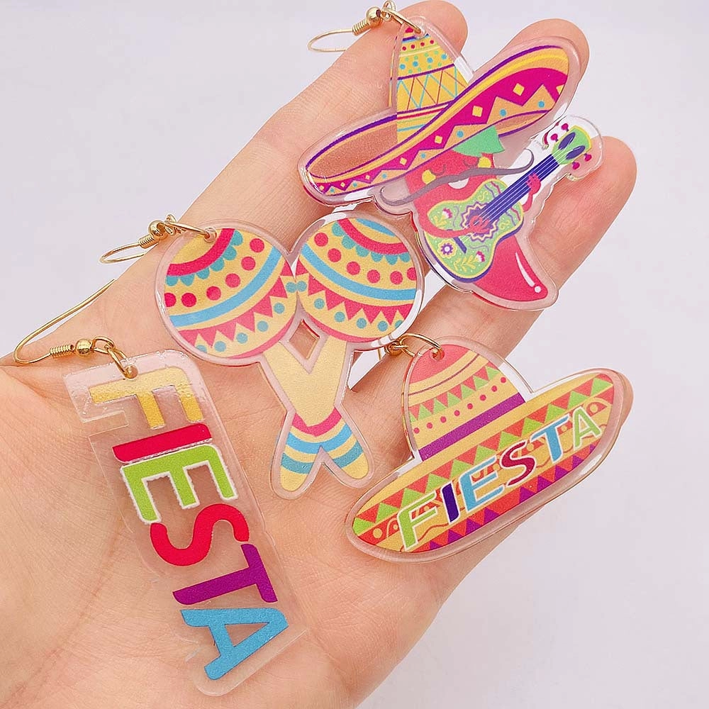 Wholesale Round Hollow Spray Painted Acrylic Earrings