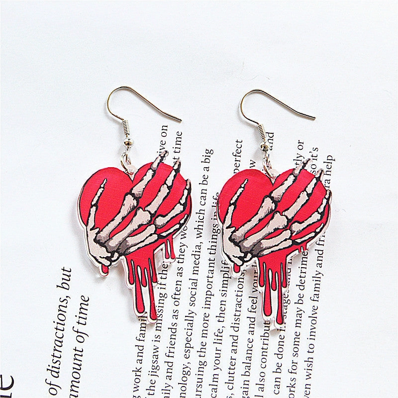 Wholesale Round Hollow Spray Painted Acrylic Earrings