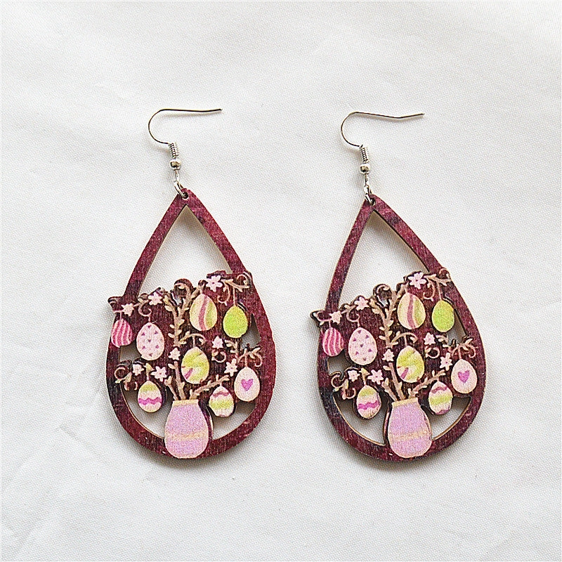 Wholesale Round Hollow Spray Painted Acrylic Earrings