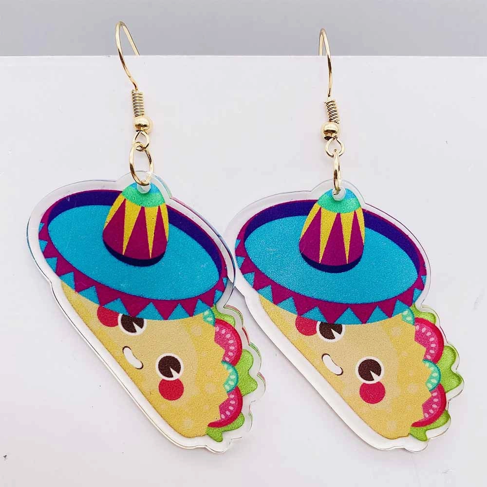 Wholesale Round Hollow Spray Painted Acrylic Earrings