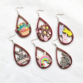 Wholesale Round Hollow Spray Painted Acrylic Earrings
