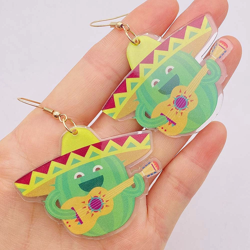 Wholesale Round Hollow Spray Painted Acrylic Earrings