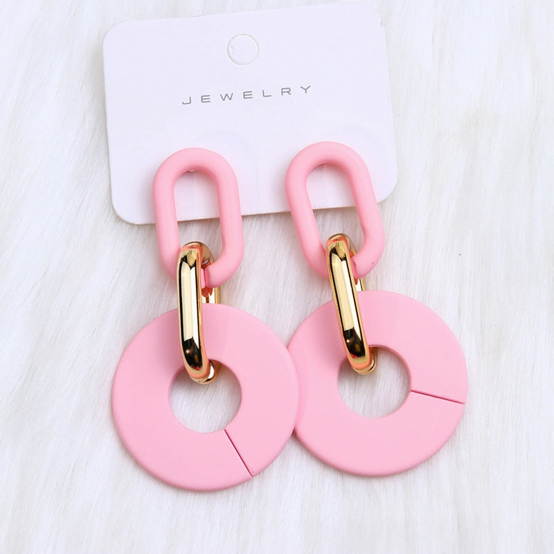 Wholesale Round Hollow Spray Painted Acrylic Earrings