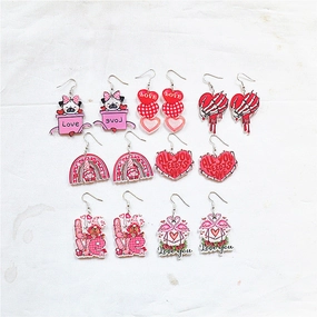 Wholesale Round Hollow Spray Painted Acrylic Earrings