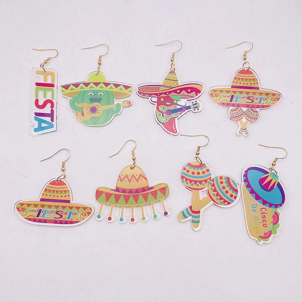 Wholesale Round Hollow Spray Painted Acrylic Earrings
