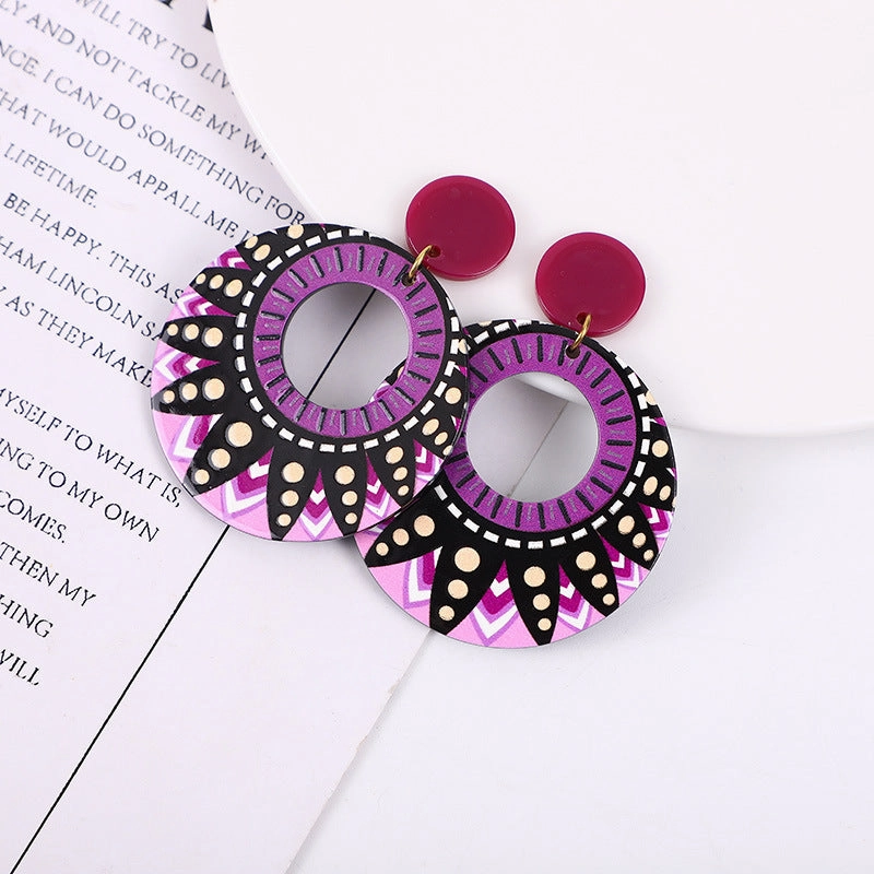 Wholesale Round Polka Dot Geometric Acrylic Earrings