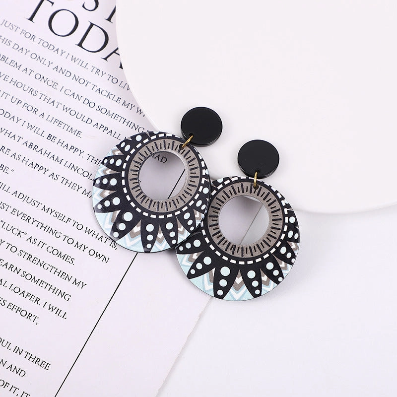 Wholesale Round Polka Dot Geometric Acrylic Earrings